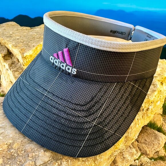 Adidas Sun Visor Hat CLIMALITE Gray Embroidered Logo CLAMP ARMS Unisex - Picture 3 of 11